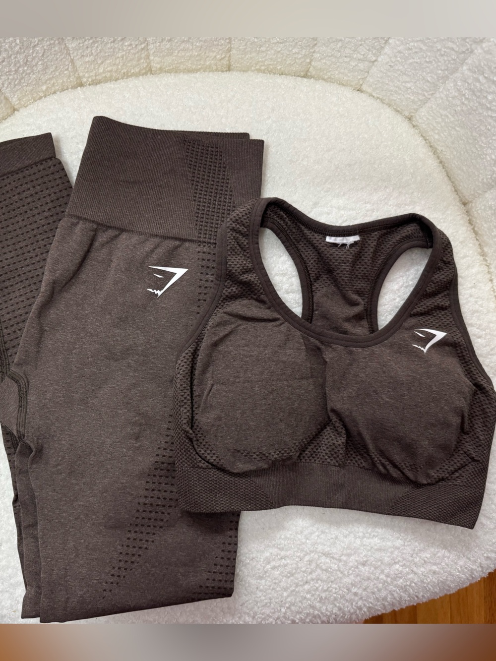 Gymshark Vital Seamless Leggings and Sports Bra Set in Size Small in Dark Brown